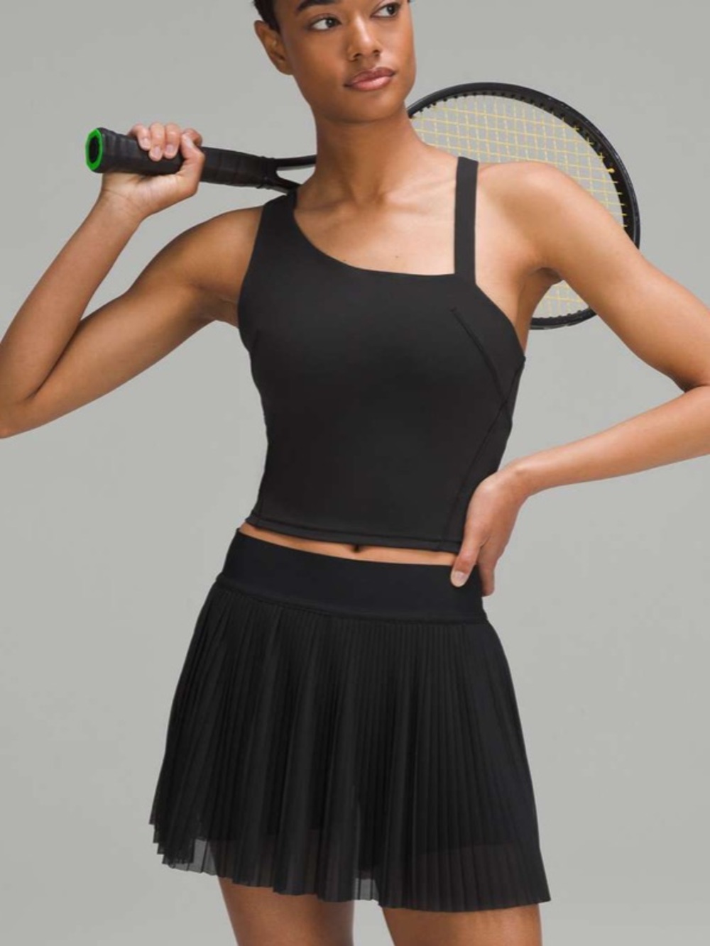 lululemon athletica Black Everlux Asymmetric Strappy Tank Top